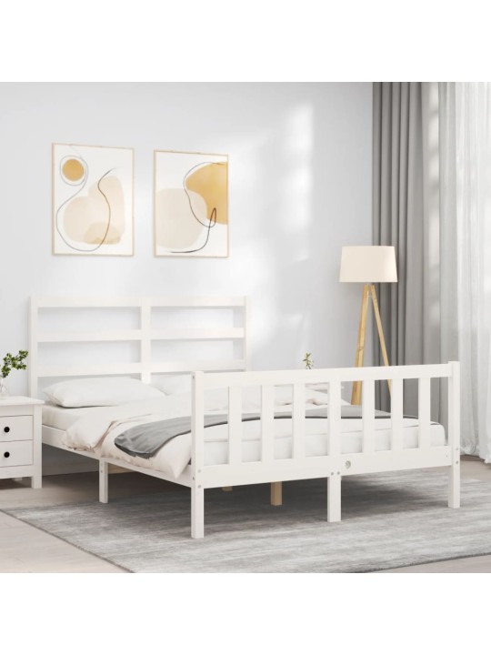 Postel bez matrace bílá 140 x 190 cm masivní borovice
