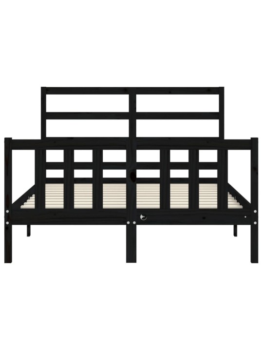 Rám postele s čelem černý 140 x 190 cm masivní dřevo
