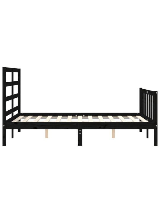 Rám postele s čelem černý 140 x 190 cm masivní dřevo