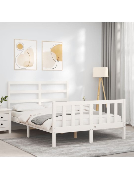Postel bez matrace bílá 140 x 200 cm masivní borovice