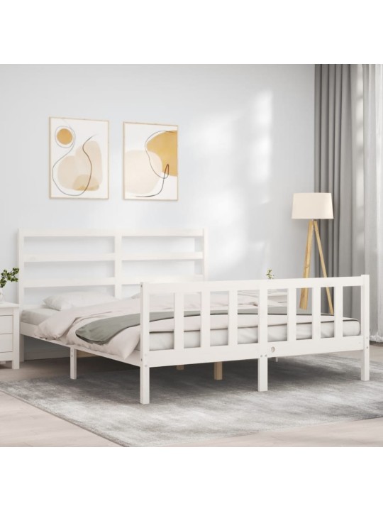 Postel bez matrace bílá 160 x 200 cm masivní borovice