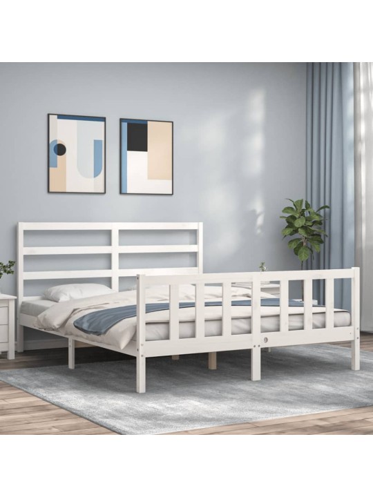 Postel bez matrace bílá 160 x 200 cm masivní borovice