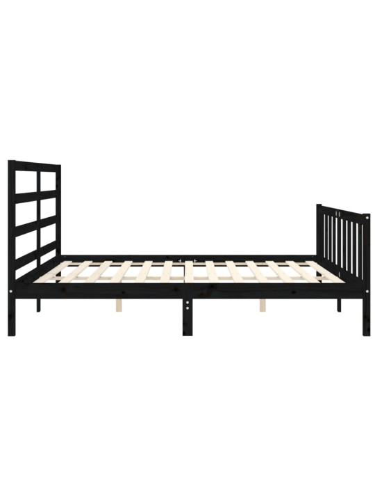 Rám postele s čelem černý 200 x 200 cm masivní dřevo