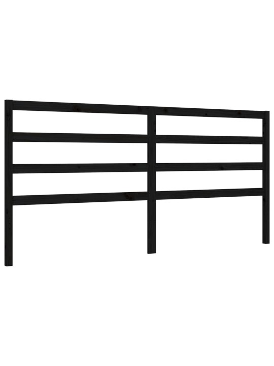 Rám postele s čelem černý 200 x 200 cm masivní dřevo