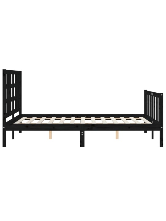 Rám postele s čelem černý 140 x 190 cm masivní dřevo