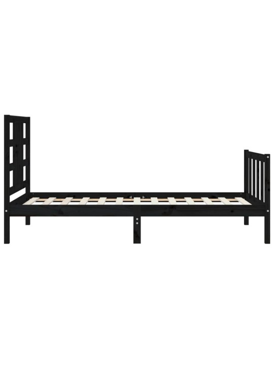 Rám postele s čelem černý 100 x 200 cm masivní dřevo