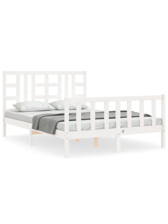 Rám postele s čelem bílý King Size masivní dřevo