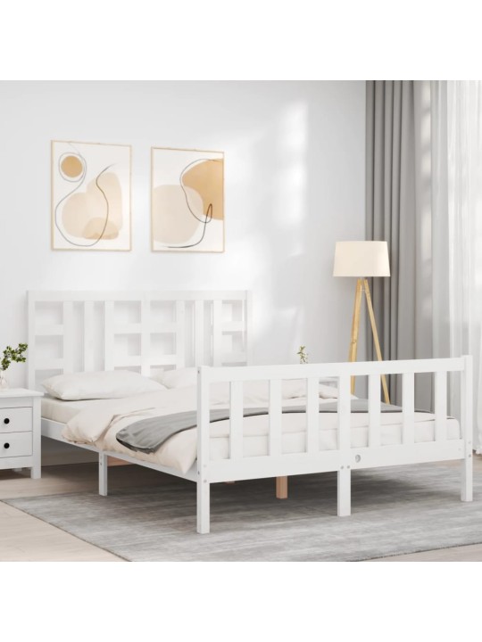 Rám postele s čelem bílý King Size masivní dřevo