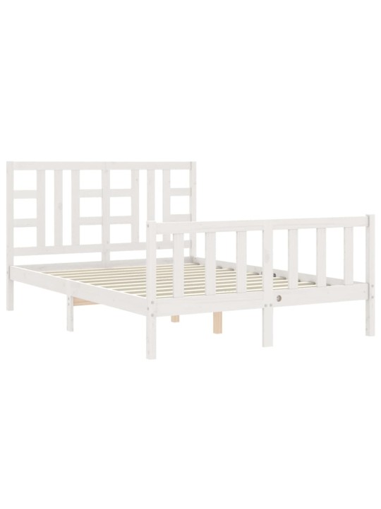 Rám postele s čelem bílý King Size masivní dřevo