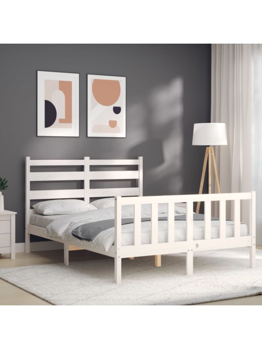 Rám postele s čelem bílý Small Double masivní dřevo
