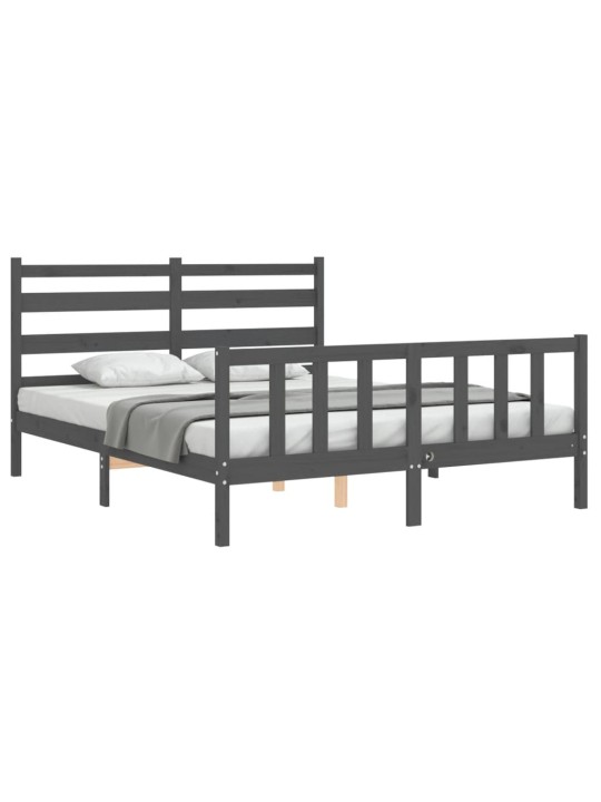 Rám postele s čelem šedý King Size masivní dřevo