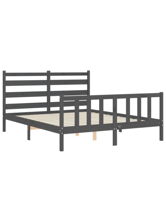 Rám postele s čelem šedý King Size masivní dřevo