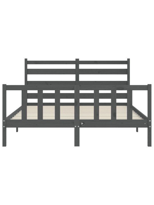 Rám postele s čelem šedý King Size masivní dřevo