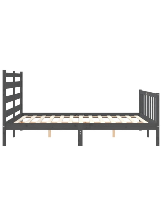 Rám postele s čelem šedý King Size masivní dřevo
