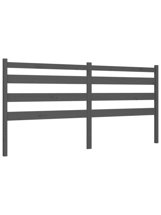 Rám postele s čelem šedý 200 x 200 cm masivní dřevo