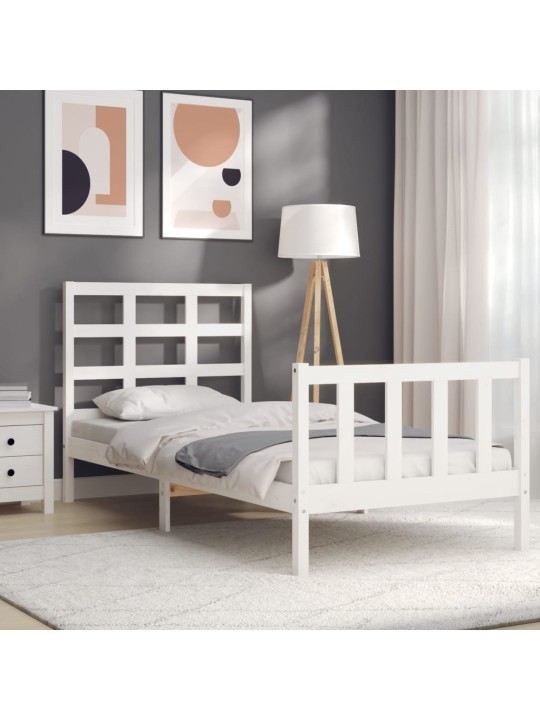 Rám postele s čelem bílý Small Single masivní dřevo