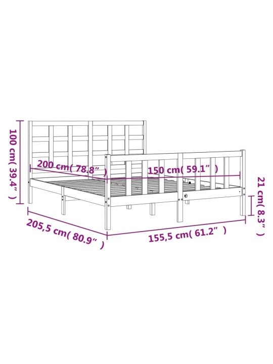 Rám postele s čelem bílý King Size masivní dřevo
