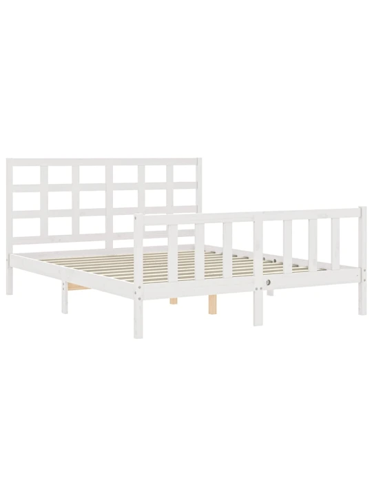 Rám postele s čelem bílý King Size masivní dřevo