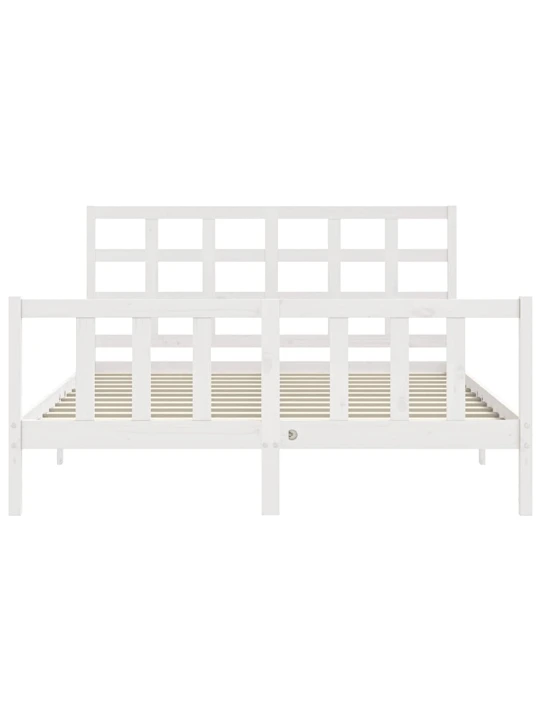 Rám postele s čelem bílý King Size masivní dřevo