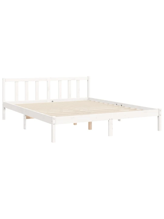 Rám postele s čelem bílý King Size masivní dřevo