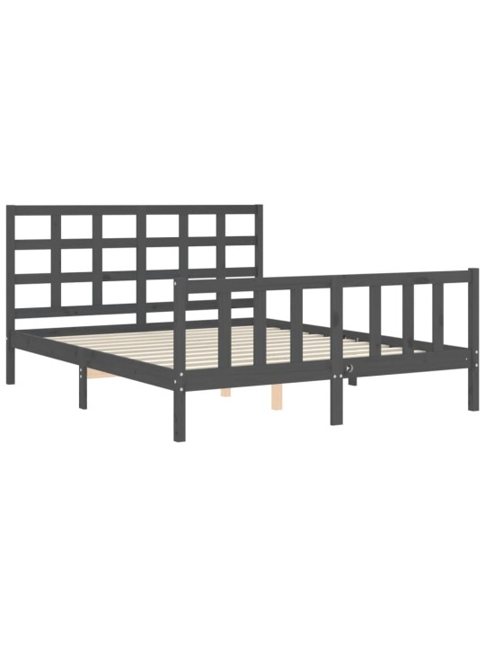 Rám postele s čelem šedý King Size masivní dřevo