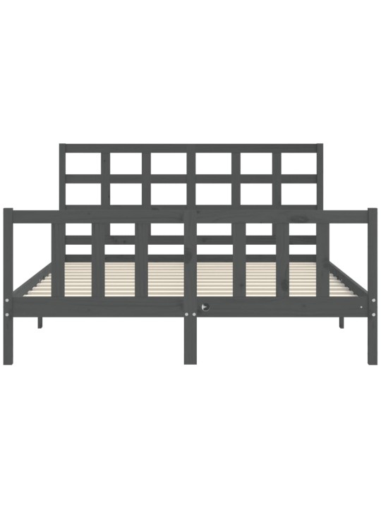 Rám postele s čelem šedý King Size masivní dřevo