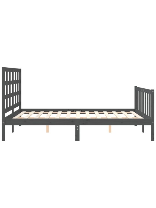 Rám postele s čelem šedý King Size masivní dřevo