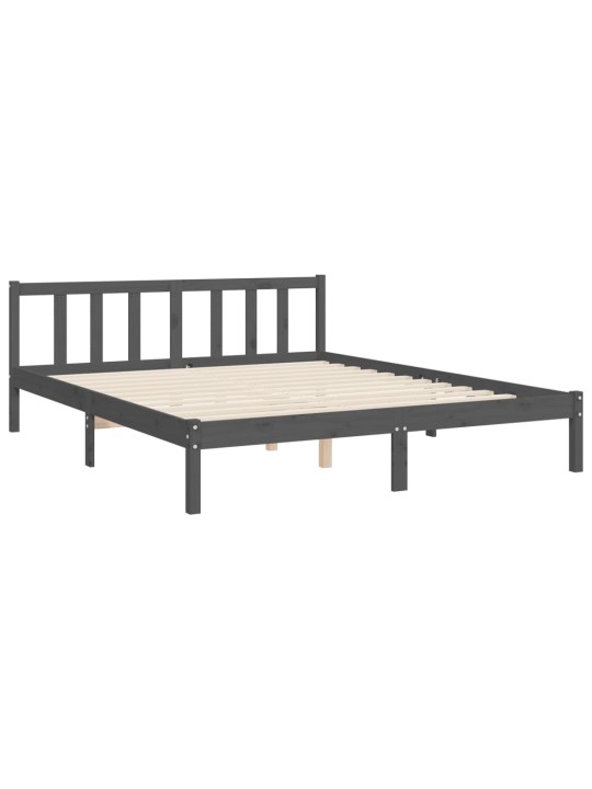 Rám postele s čelem šedý King Size masivní dřevo
