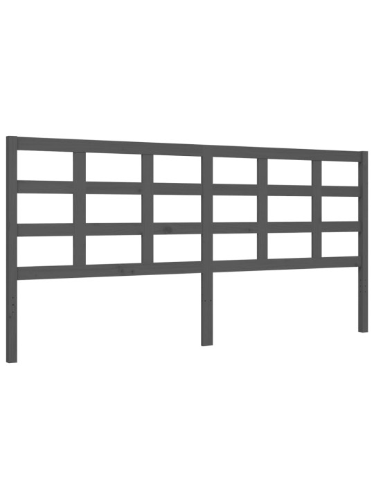 Rám postele s čelem šedý 200 x 200 cm masivní dřevo