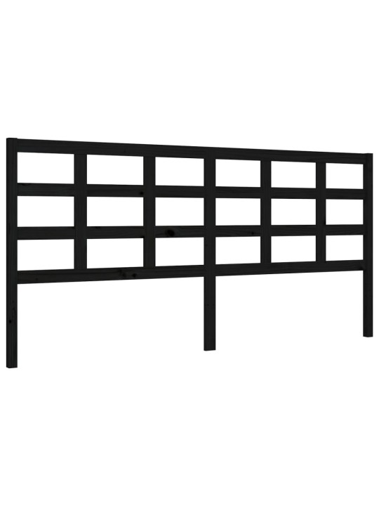 Rám postele s čelem černý 200 x 200 cm masivní dřevo