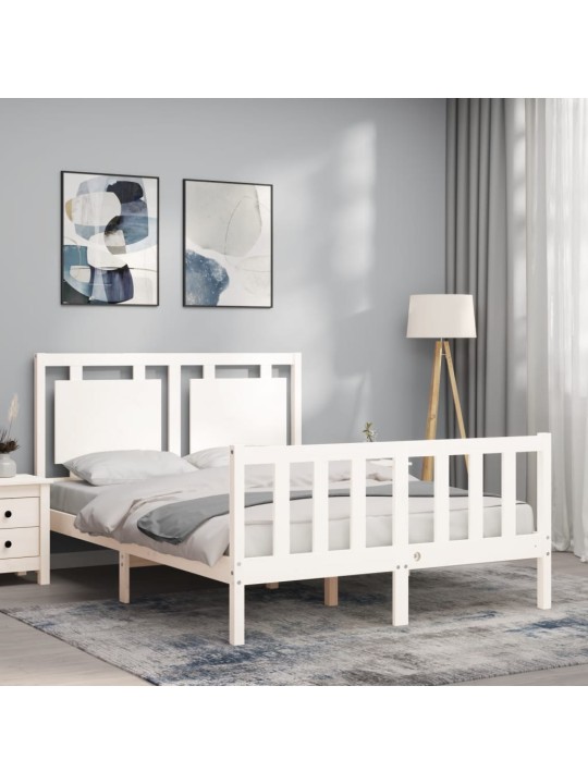 Rám postele s čelem bílý Small Double masivní dřevo