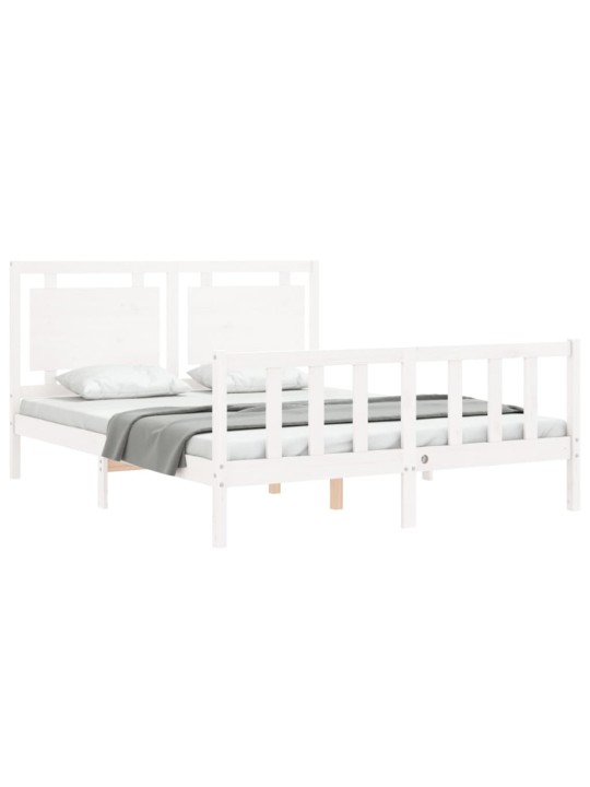 Rám postele s čelem bílý King Size masivní dřevo