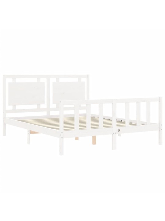 Rám postele s čelem bílý King Size masivní dřevo