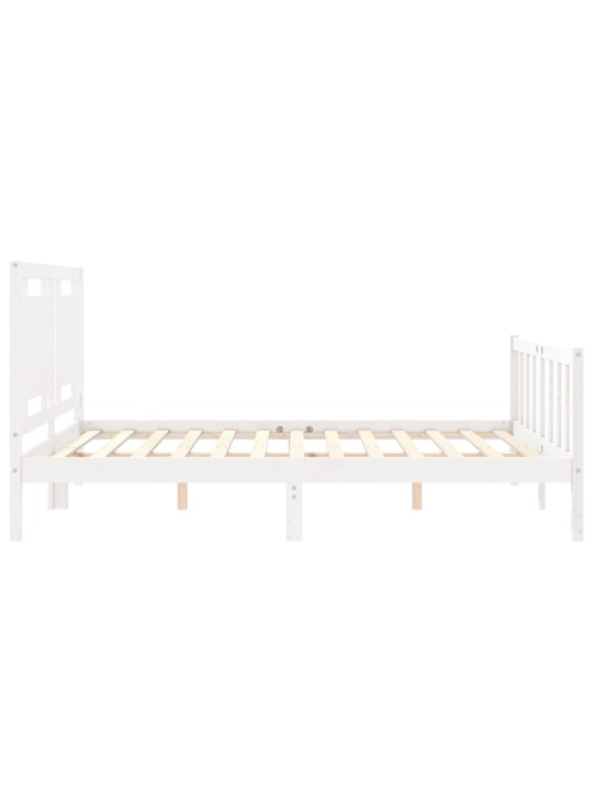 Rám postele s čelem bílý King Size masivní dřevo