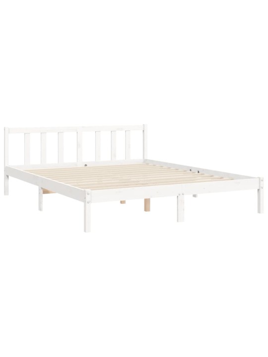 Rám postele s čelem bílý King Size masivní dřevo