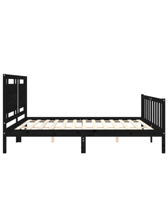 Rám postele s čelem černý 200 x 200 cm masivní dřevo