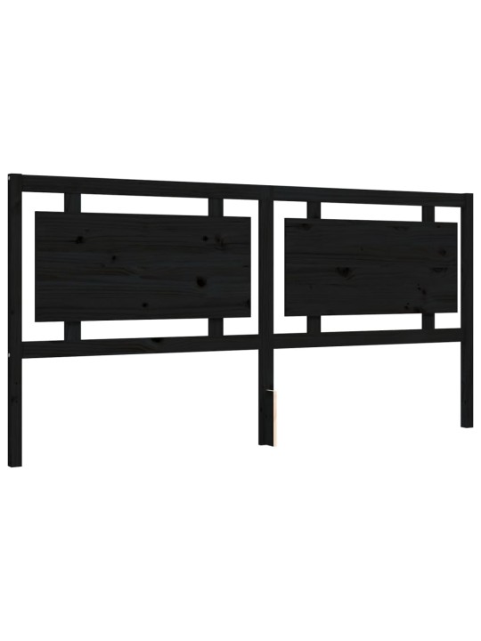 Rám postele s čelem černý 200 x 200 cm masivní dřevo