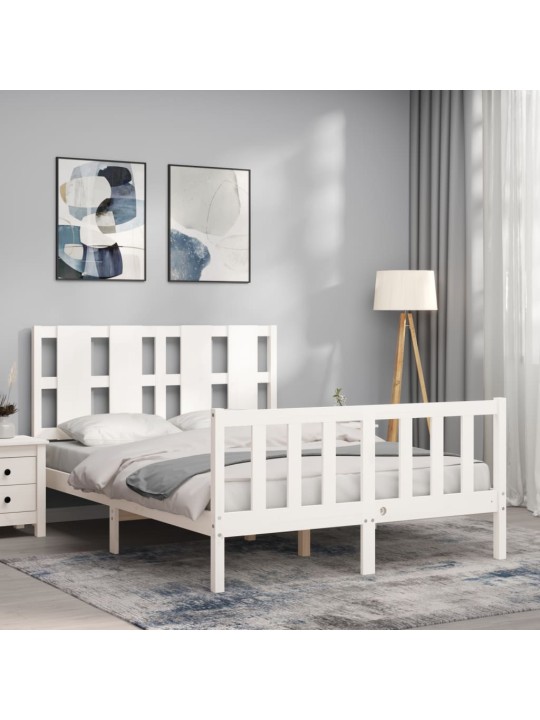 Postel bez matrace bílá 140 x 190 cm masivní borovice