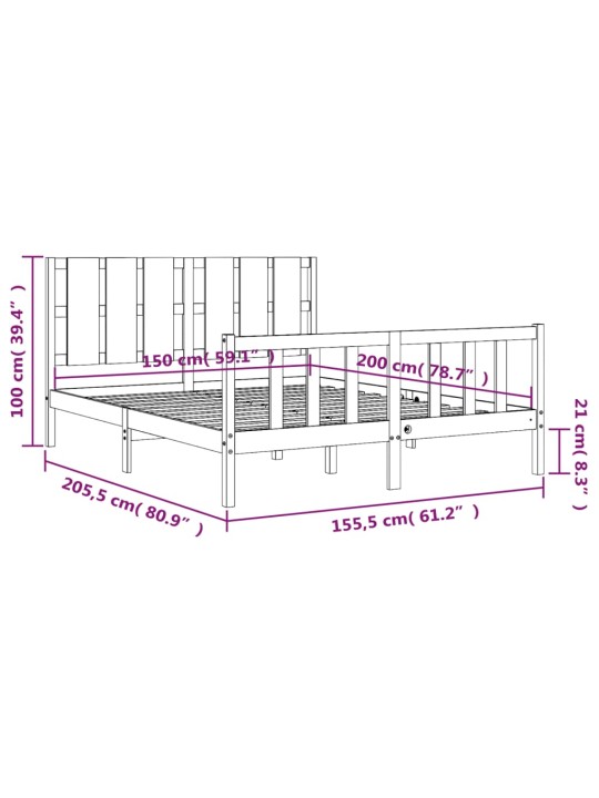 Rám postele s čelem bílý King Size masivní dřevo