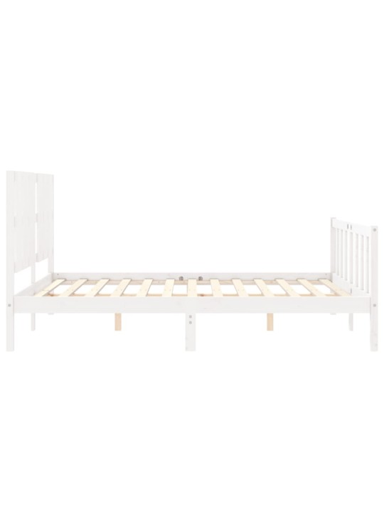 Rám postele s čelem bílý King Size masivní dřevo
