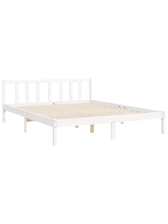Rám postele s čelem bílý King Size masivní dřevo