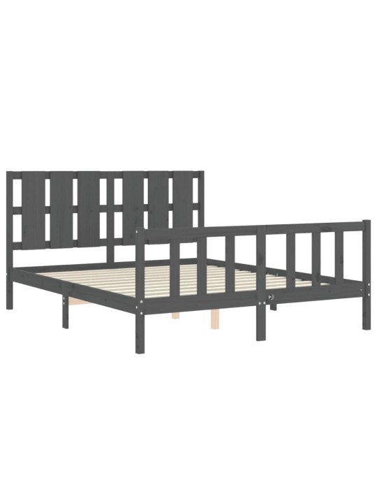 Rám postele s čelem šedý King Size masivní dřevo