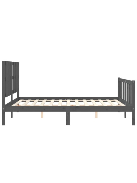 Rám postele s čelem šedý King Size masivní dřevo