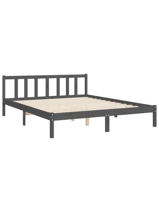 Rám postele s čelem šedý King Size masivní dřevo