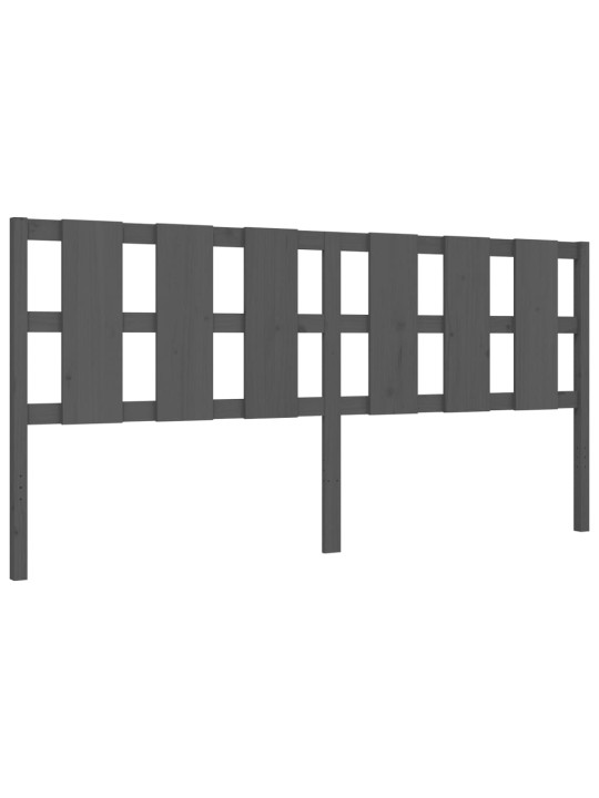 Rám postele s čelem šedý 200 x 200 cm masivní dřevo