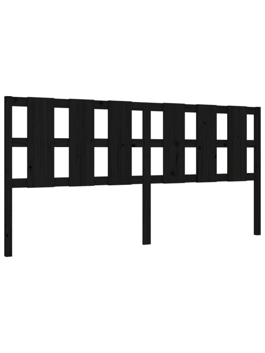 Rám postele s čelem černý 200 x 200 cm masivní dřevo