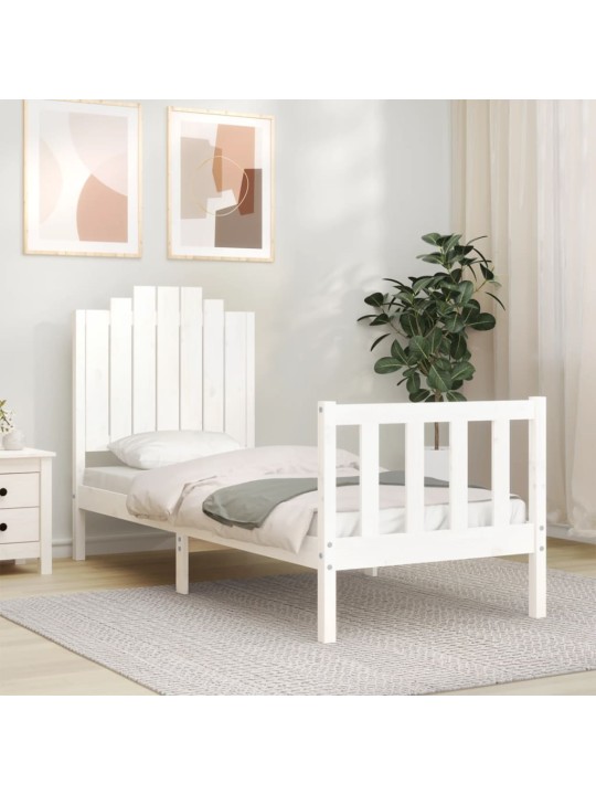 Rám postele s čelem bílý Small Single masivní dřevo
