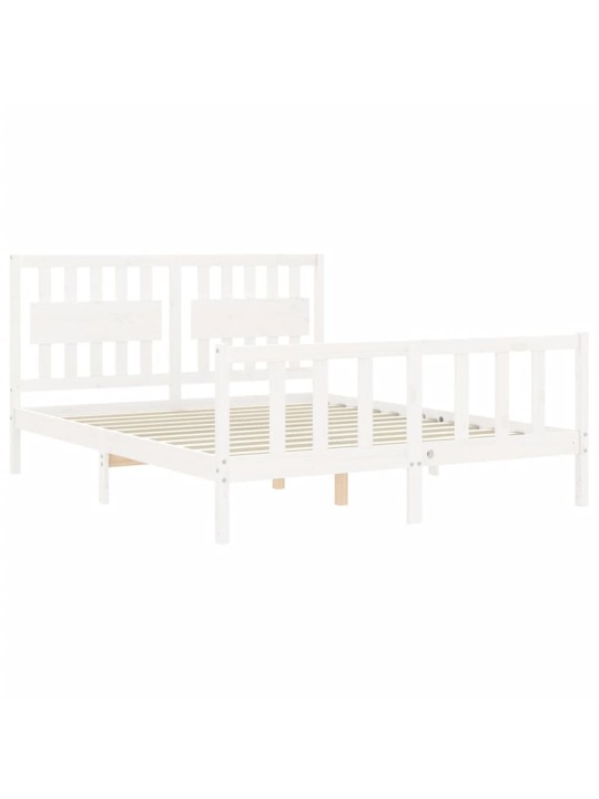 Rám postele s čelem bílý King Size masivní dřevo