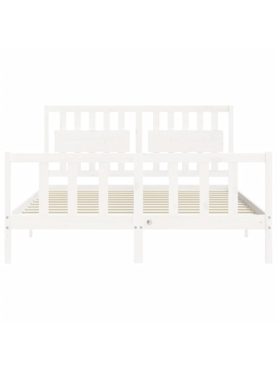 Rám postele s čelem bílý King Size masivní dřevo
