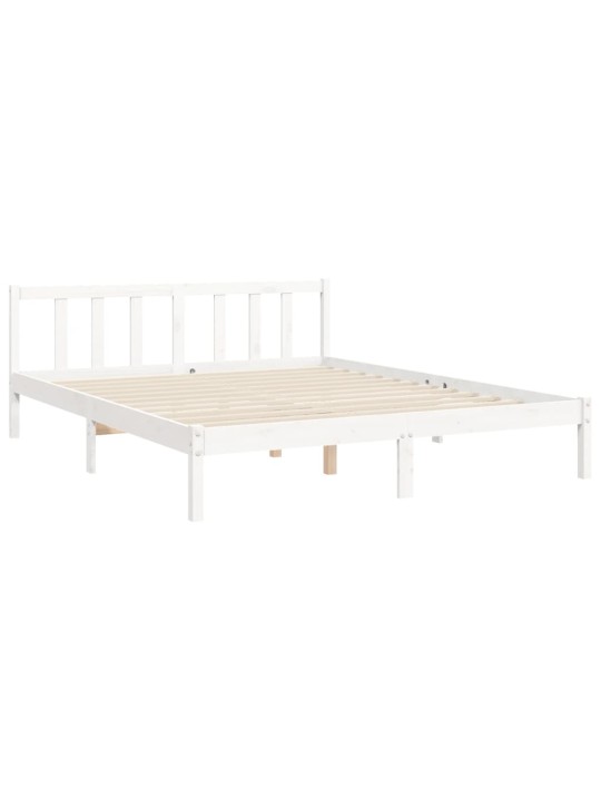 Rám postele s čelem bílý King Size masivní dřevo